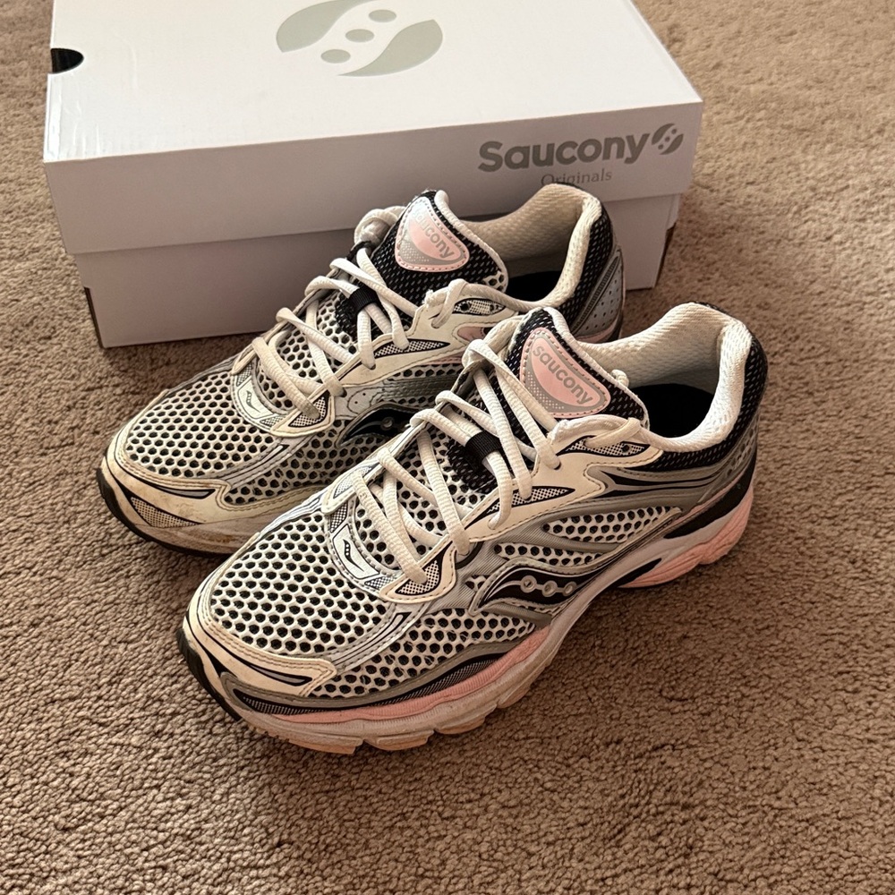 Saucony Originals Black and Pink Mesh Sneakers